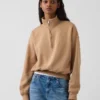 Vintagesoft Oversized πουλόβερ με μισό φερμουάρ και κωνική γραμμή