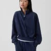 Vintagesoft Oversized πουλόβερ με μισό φερμουάρ και κωνική γραμμή