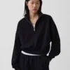 Vintagesoft Oversized πουλόβερ με μισό φερμουάρ και κωνική γραμμή