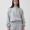Vintagesoft Oversized πουλόβερ με μισό φερμουάρ και κωνική γραμμή