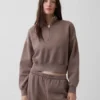 Vintagesoft Oversized πουλόβερ με μισό φερμουάρ και κωνική γραμμή
