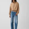 Vintagesoft Oversized πουλόβερ με μισό φερμουάρ και κωνική γραμμή