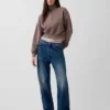 Vintagesoft Oversized πουλόβερ με μισό φερμουάρ και κωνική γραμμή