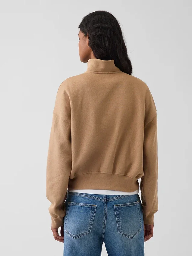 Vintagesoft Oversized πουλόβερ με μισό φερμουάρ και κωνική γραμμή