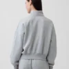 Vintagesoft Oversized πουλόβερ με μισό φερμουάρ και κωνική γραμμή