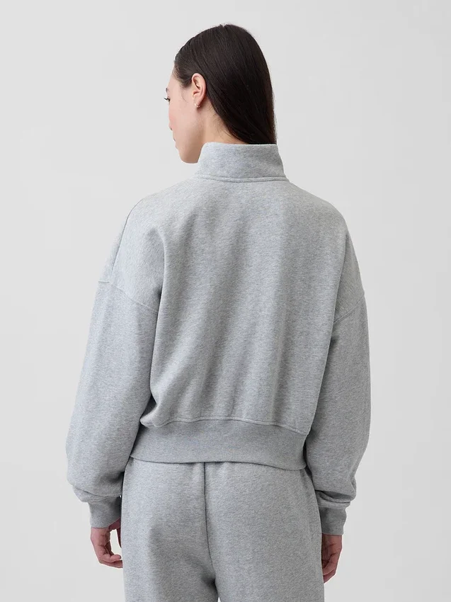 Vintagesoft Oversized πουλόβερ με μισό φερμουάρ και κωνική γραμμή