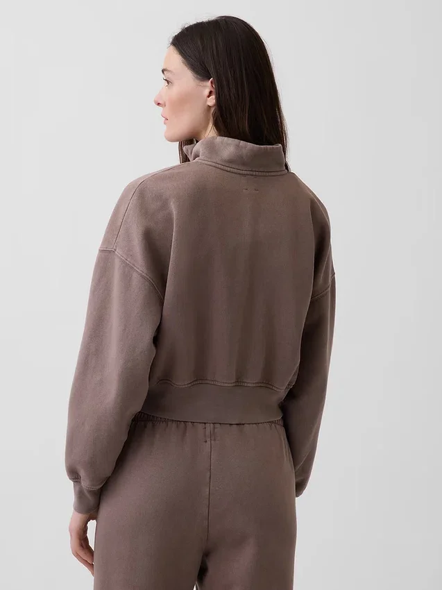 Vintagesoft Oversized πουλόβερ με μισό φερμουάρ και κωνική γραμμή