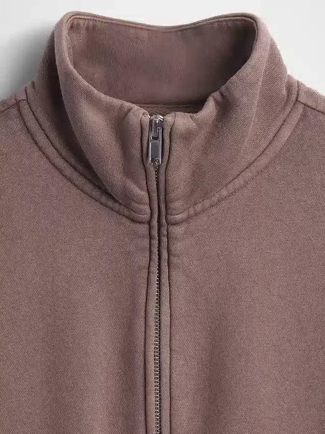 Vintagesoft Oversized πουλόβερ με μισό φερμουάρ και κωνική γραμμή