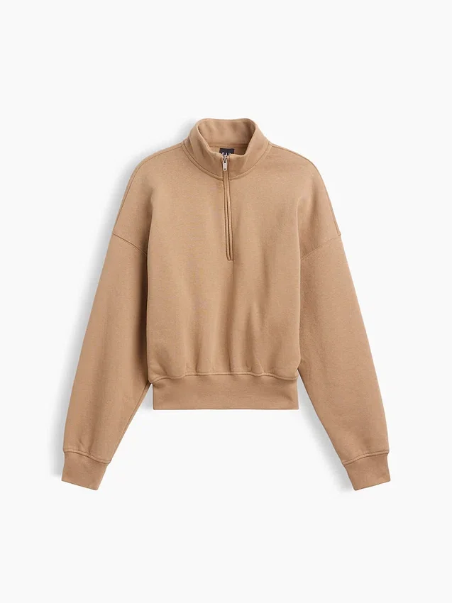 Vintagesoft Oversized πουλόβερ με μισό φερμουάρ και κωνική γραμμή