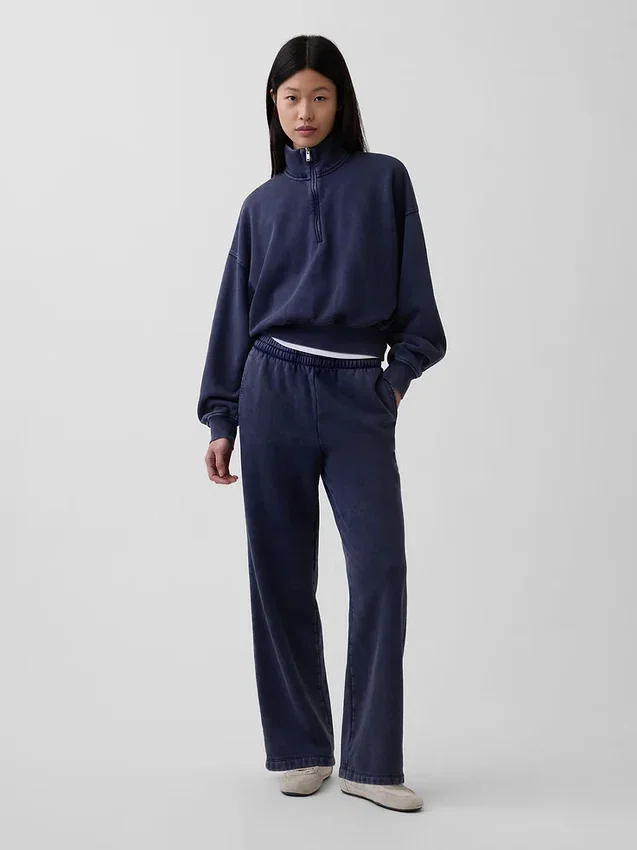 Vintagesoft Oversized πουλόβερ με μισό φερμουάρ και κωνική γραμμή