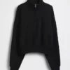 Vintagesoft Oversized πουλόβερ με μισό φερμουάρ και κωνική γραμμή