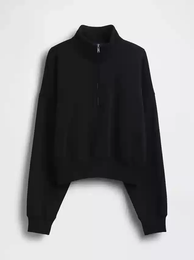 Vintagesoft Oversized πουλόβερ με μισό φερμουάρ και κωνική γραμμή