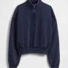 Vintagesoft Oversized πουλόβερ με μισό φερμουάρ και κωνική γραμμή