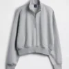 Vintagesoft Oversized πουλόβερ με μισό φερμουάρ και κωνική γραμμή