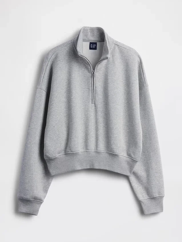 Vintagesoft Oversized πουλόβερ με μισό φερμουάρ και κωνική γραμμή