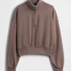 Vintagesoft Oversized πουλόβερ με μισό φερμουάρ και κωνική γραμμή