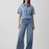 Υπερμαλακό τζιν πουκάμισο σε oversized στυλ