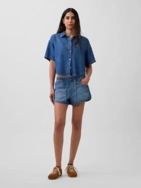 Υπερμαλακό τζιν πουκάμισο σε oversized στυλ