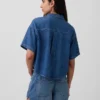 Υπερμαλακό τζιν πουκάμισο σε oversized στυλ